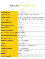 LCD Digital Differential Pressure Transmitter 4-20mA 0-10V RS485 Diffusion Silicon Integrated Pressure Difference Sensor