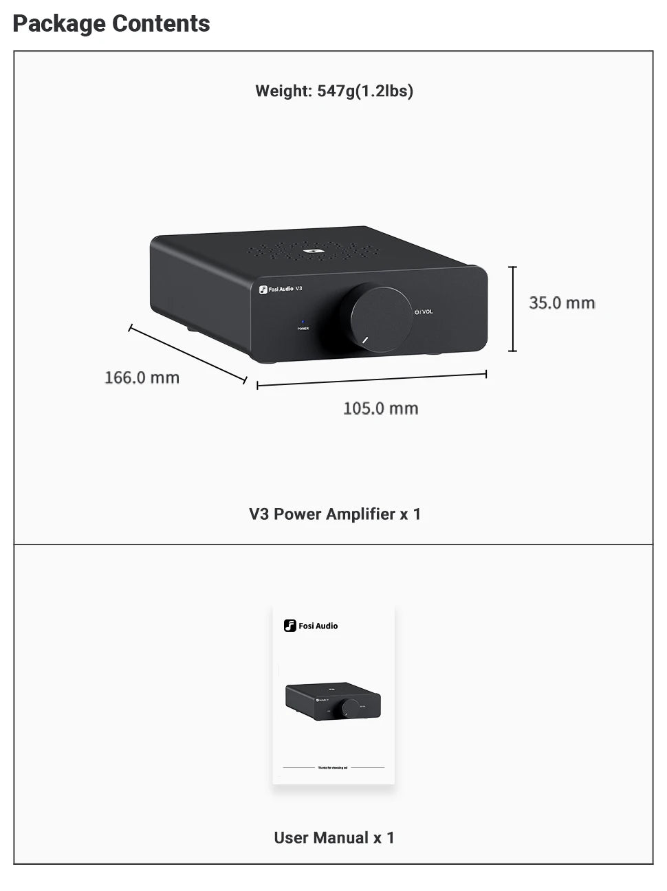 Fosi Audio V3 Stereo Power Amplifier 300W *2 TPA3255 Class D Mini Amp 2 Channel Audio Amplifier for Subwoofer Passive Bookshelf
