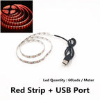 USB LED Strips SMD3528 Light 5V Adapter String Christmas Desk Decor Lamp Tape For TV Background Lighting 5V 50CM 1M 2M 3M 4M 5M