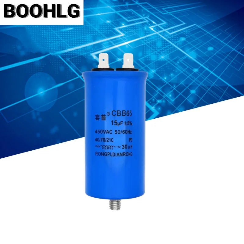 CBB65 Full-Automatic Washing Machine Start Capacitance 450V 8UF 10UF 11UF 12UF 13UF 14UF 15UF 16UF 20UF Single Insert With Screw