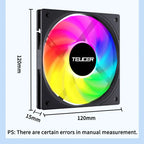 TEUCER ARGB CPU Case Fan 120mm Low Noise Ultra-thin Design 5V 3PIN Motherboard Lighting Sync PWM 800-2400RPM Case Cooler Fan