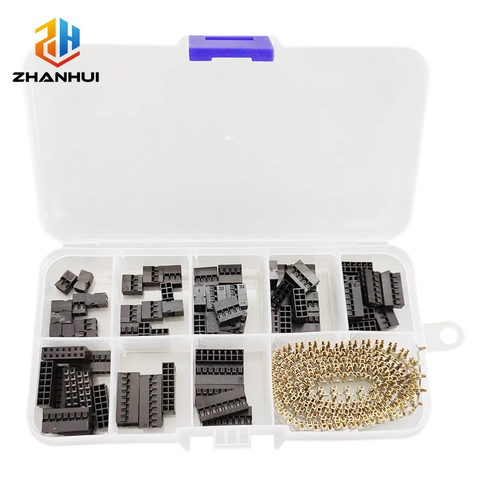 370Pcs 2.0mm Dupont Connector Kit, Double Row Pin Header Housing & Female Terminal Set, Jumper Wire DIY Electronics Components