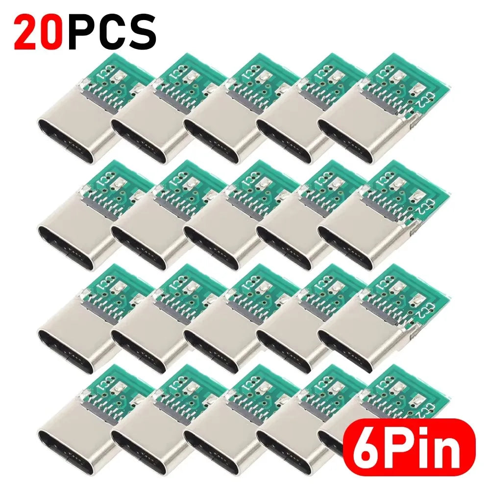 20-1pcs 5/6Pin Type C Female Connectors Usb Electric Terminals Welding DIY Data Cable Support PCB Board Jack Equipment Repair