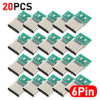 20-1pcs 5/6Pin Type C Female Connectors Usb Electric Terminals Welding DIY Data Cable Support PCB Board Jack Equipment Repair