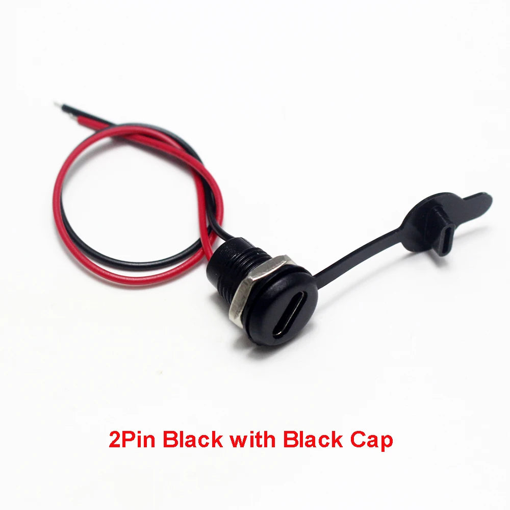 1PCS 2/4/5Pin USB-C Connector Type-C Waterproof with PH 2.0 Nut Locking Panel Mounting TPC Waterproof Fast Charging Jack Port