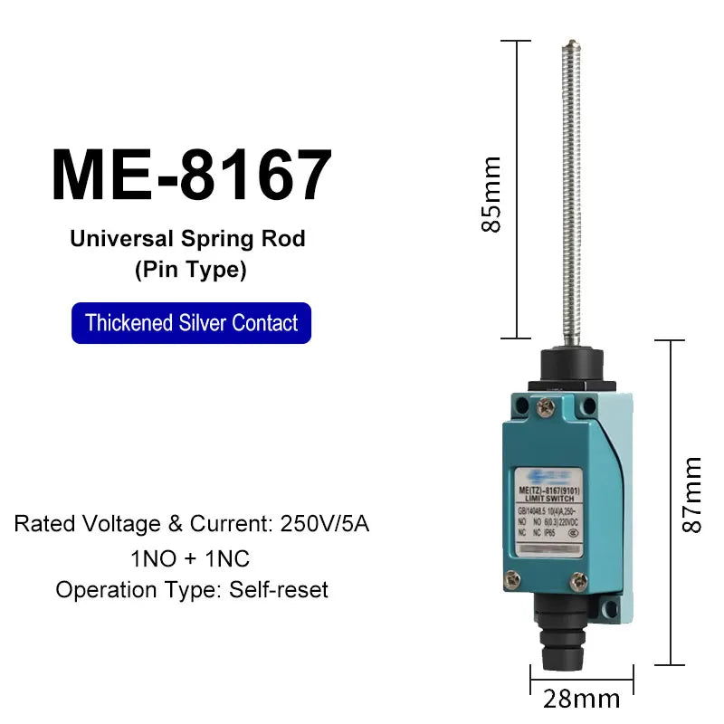 ME-8108 ME-8104 ME-8107 ME-8111 ME-8112 ME-8166-8169 Limit Switch Rotary Adjustable Roller Lever Arm Travel Switch AC250V NO NC