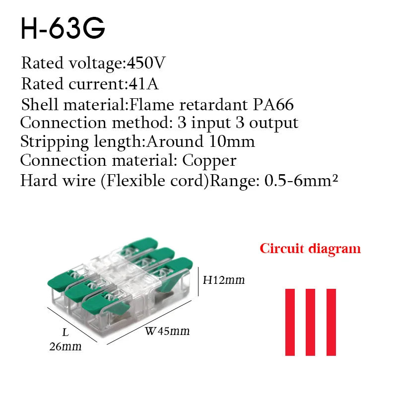 Wire Connector Electrical Terminal Blocks Splitter Led Push in Quick Connectors Conductor Cable  Junction Box 0.5-6mm²