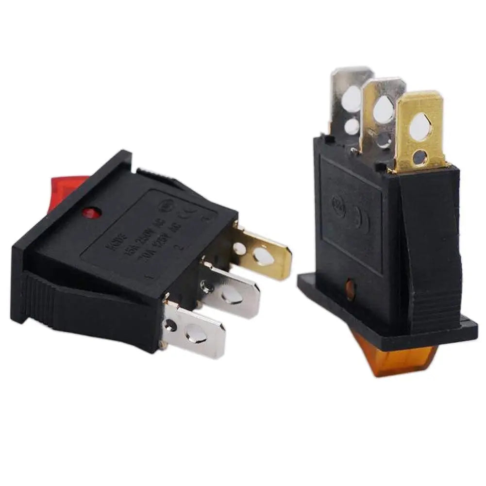 4/5pcs Rocker Switch Lighted KCD3 Rocker Switch On Off 3 Pin 2 Position Boat Rocker Switches 125V 250V AC SPST