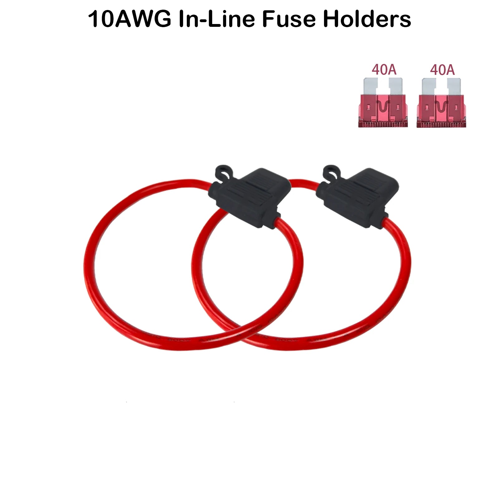 2PCS Inline Fuse Holder 10/12/14/16/18AWG Car Gauge Inline Fuse ATO/ATC Standard Blade Fuse 5A 10A 15A 20A 30A 40A Fuse Holders