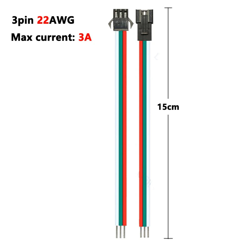 SM JST Connector Cable 22 20AWG Male Female 2/3/4/5/6Pin 12V LED Connectors For Pixel WS2812B RGB LED Strip Light Lamp Driver
