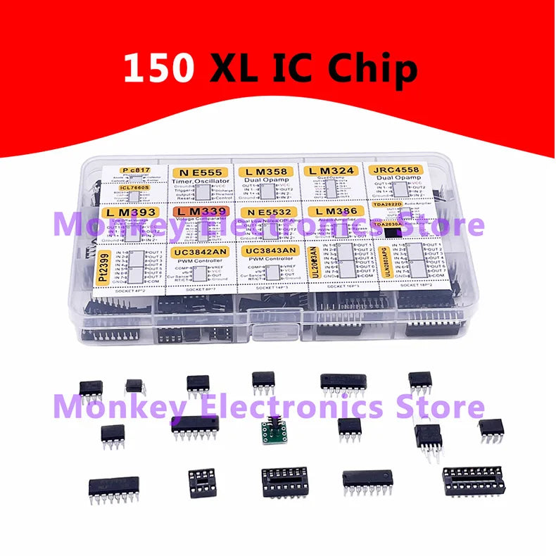 150pcs Integrated IC Circuits Chips Boxed PC817 ICL7660 NE555 LM358 JRC4558 LM393 LM339 Repair Appliances Send Clip Send Adapter
