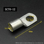 SC Type Wire Nose Terminal SC35 SC50 SC70 SC95 Bare Copper Battery Block Lugs Hole ID 6 8 10 12mm Crimp DTGA Cable End Connector