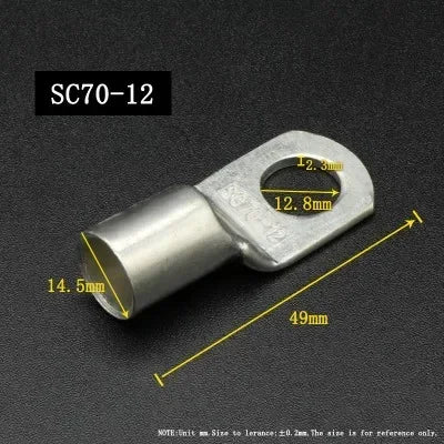 SC Type Wire Nose Terminal SC35 SC50 SC70 SC95 Bare Copper Battery Block Lugs Hole ID 6 8 10 12mm Crimp DTGA Cable End Connector