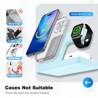 15W Magnetic Wireless Charger 3 In 1 Fast Charging Station Travel Foldable for Magsafe iPhone 1716/15/14 Apple Watch AirPods Pro