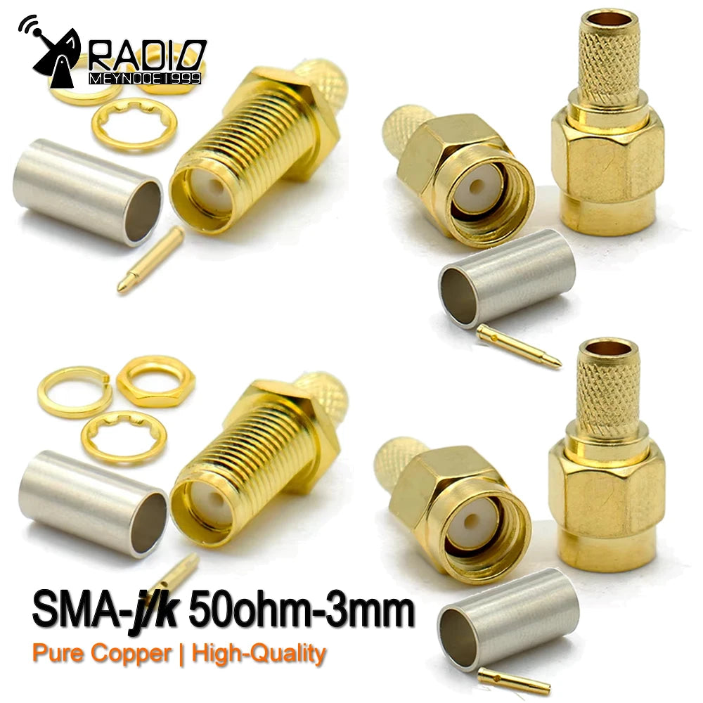SMA Male Female RP-SMA Plug Connector Nut Bulkhead Crimp 50-3 RF Coax Adapter For RG58 RG142 RG400 LMR195 RG223 Coaxial Cable