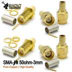 SMA Male Female RP-SMA Plug Connector Nut Bulkhead Crimp 50-3 RF Coax Adapter For RG58 RG142 RG400 LMR195 RG223 Coaxial Cable