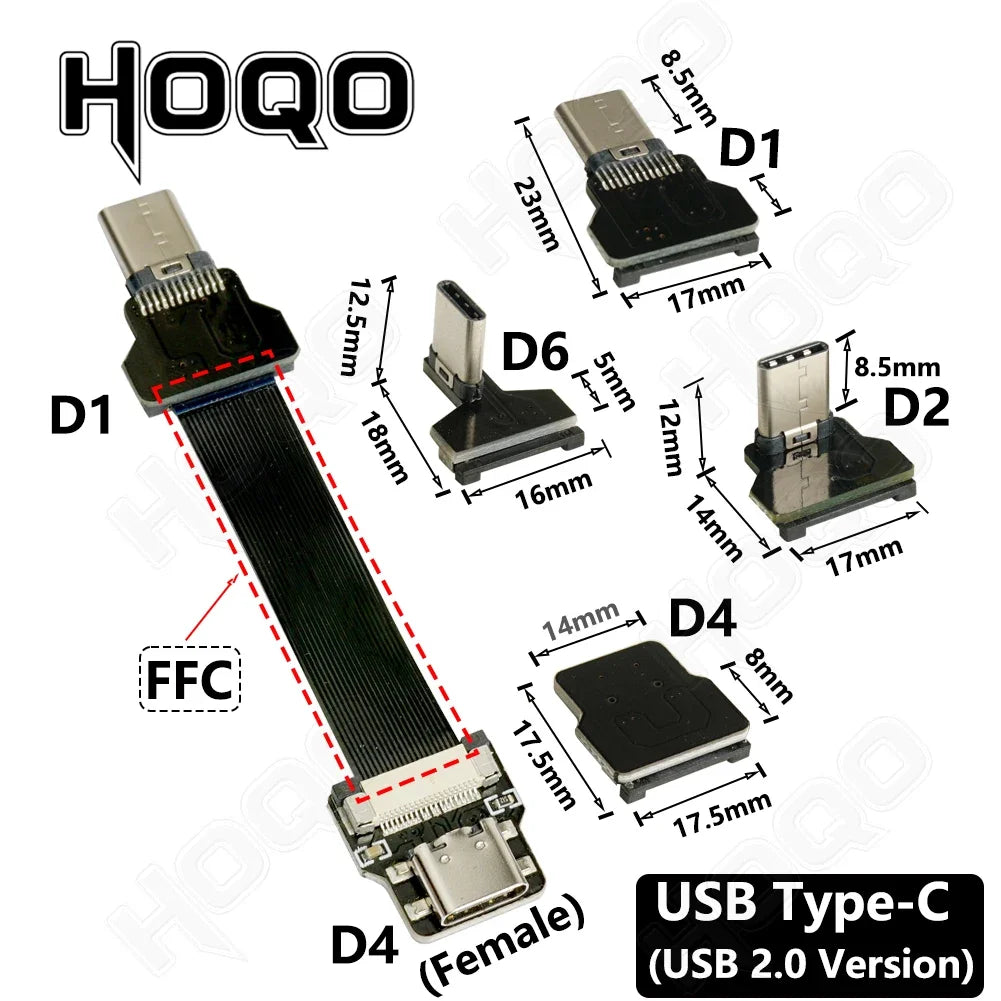 FFC Mini Micro USB Extension Type-C Ribbon Cable 90 FPV Slim Flat Soft Flexible FPC Charge FPV Brushless Handheld Gimbal Monitor