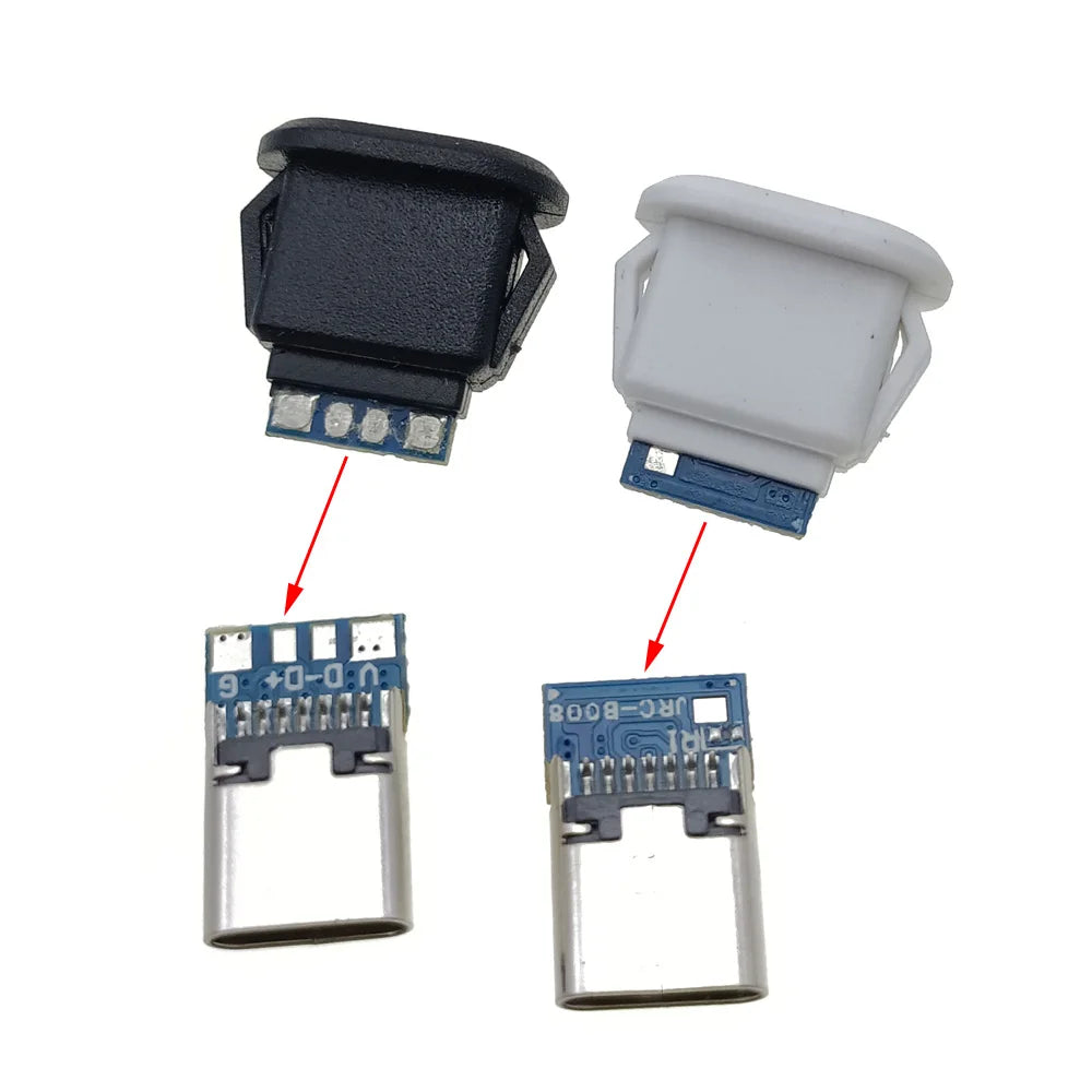 5pc 5/6Pin USB-C Type Waterproof USB 5A Connector Direct Compression Female Base Socket Charging Interface Tail Plug Interface