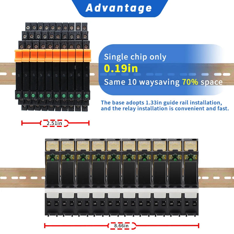 LCTC 1PCS Slim Relay Board Din Rail Relay Module SSR Terminal Solid State Relay With LED 6A SSR-41FDA SSR-41FDD DC-AC DC- DC