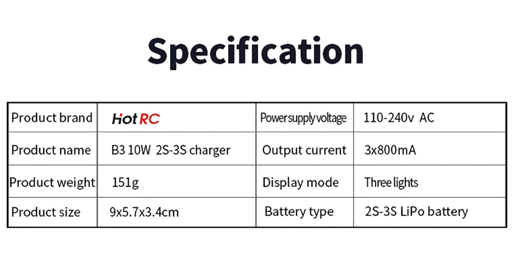 HotRC A400/B3 10W Balance Charger 2S/3S/4S Cells 100V-240V AC EU/US Plug Lipo Battery Fast Charger Remote Control Car Charger