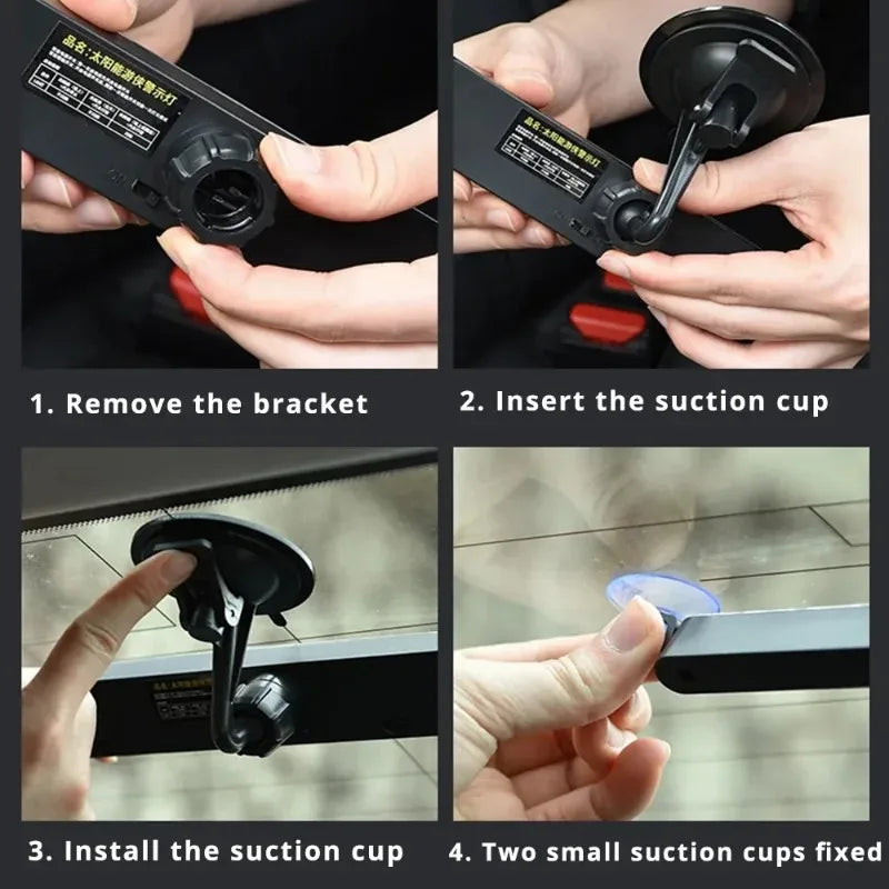 Car Emergency Light Solar RGB Car Strobe Warning Lights Multifunction Decoration Anti-Collision Night Driving Safety Lamp