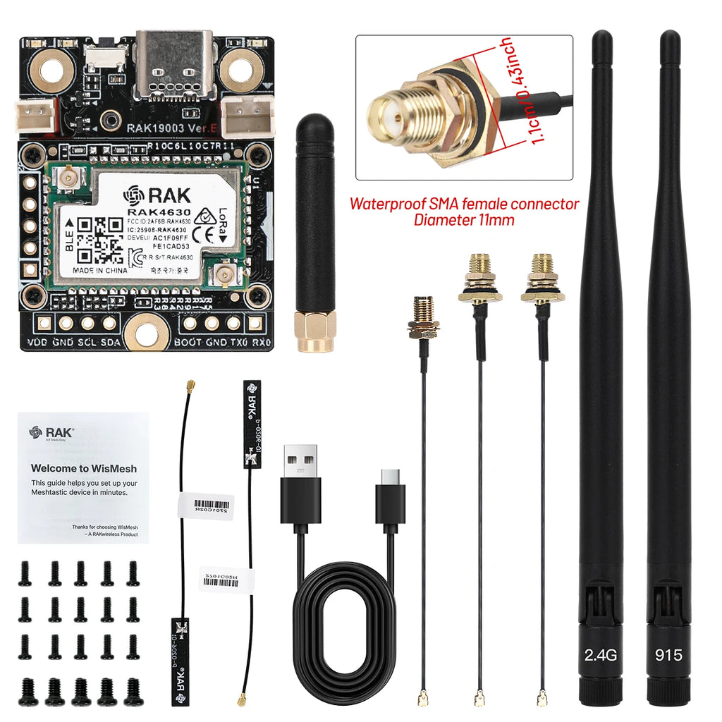RAKwireless WisBlock Mini Mesh LoRa Starter Kit with RAK19003 Base RAK4631 Compatible Meshcore Meshtastic Kits