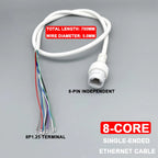 RJ45 Female Socket 8Pin Network Waterproof Pigtail Terminal Block 8 Core 1.25 Single-end Network Port Cable POE Camera Connector