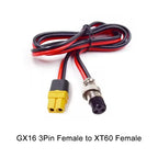 XT60 To GX16 2/3 Pin Aviation Plug Male To Female Power Cord 12AWG Electric Vehicle Battery Charging Power Output Cable 0.3-3M