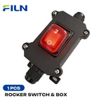 FILN Waterproof Rocker Switch Box 16A 12V 24V 110V 220V KCD4 ON-OFF Inline Toggle Switch with LED Indicator Light PA66 Enclosure