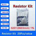 Resistor Kit 0201 0402 0603 0805 1206 1210 1812 2010 2512 SMD Resistor Package 24values*20PCS=480PCS 1% Sample Kit Resistor