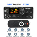80W Bluetooth MP3 Decoder Board 2*40W Amplifier Audio Player 8V-24V DIY MP3 Player Car FM Radio Module TF/USB/Mic/Record Call