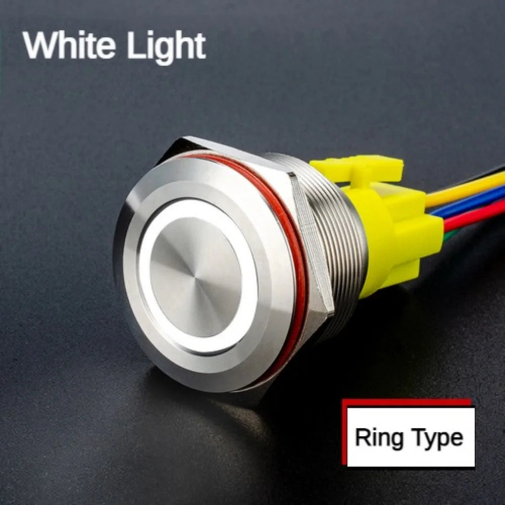 25MM30MM Metal Push Button Switches Power Symbol Waterproof LED Indicator Momentary Latching Start Stop Power On Off Switch