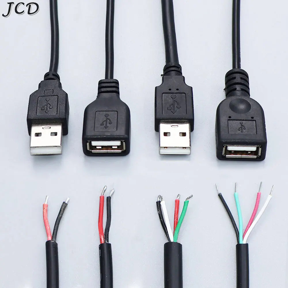 JCD 30cm/1M Power Supply Cable USB 2.0 A Female Male 2/4 Pin Wire Jack Charger Charging Cord Extension Connector DIY 5V Line