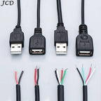 JCD 30cm/1M Power Supply Cable USB 2.0 A Female Male 2/4 Pin Wire Jack Charger Charging Cord Extension Connector DIY 5V Line