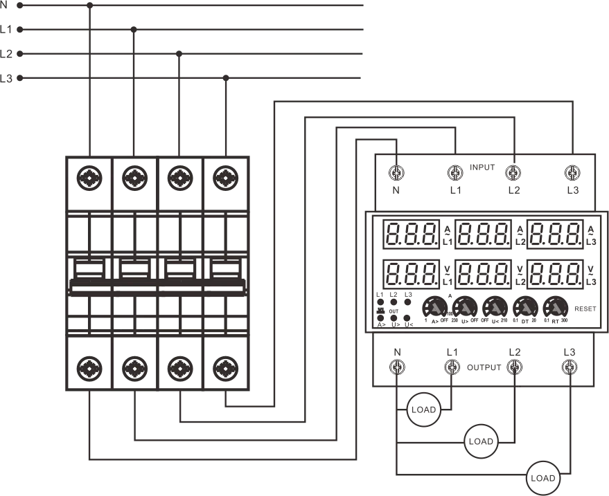 Samwha-Dsp AVR-3S-XXA 3x380V+Nuetral Adjustable Current & Voltage Non-sync Relay 63A,80A,100A