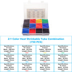 127-800 Pcs Boxed Heat Resistant Tubing Heat Shrinkable Tubing Heat Shrink Packaging Kit Electrical Connection Cable Protection