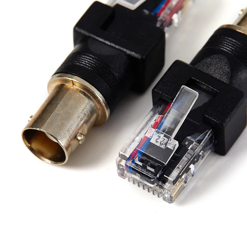 1Pc Black Connector BNC Female Jack to RJ45 Male Plug RF Adapter Coaxial Barrel Couplerconnector RJ45 to RF Adapter