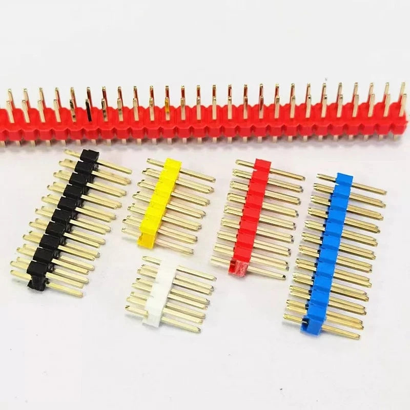 50pcs 2.54mm Gold/Nickel-plated Copper Pin 2X2/3/4/5/6/7/8/10/15/20/40Pin Colorful PCB Board Spacer Male Pin Header Long 11.5mm