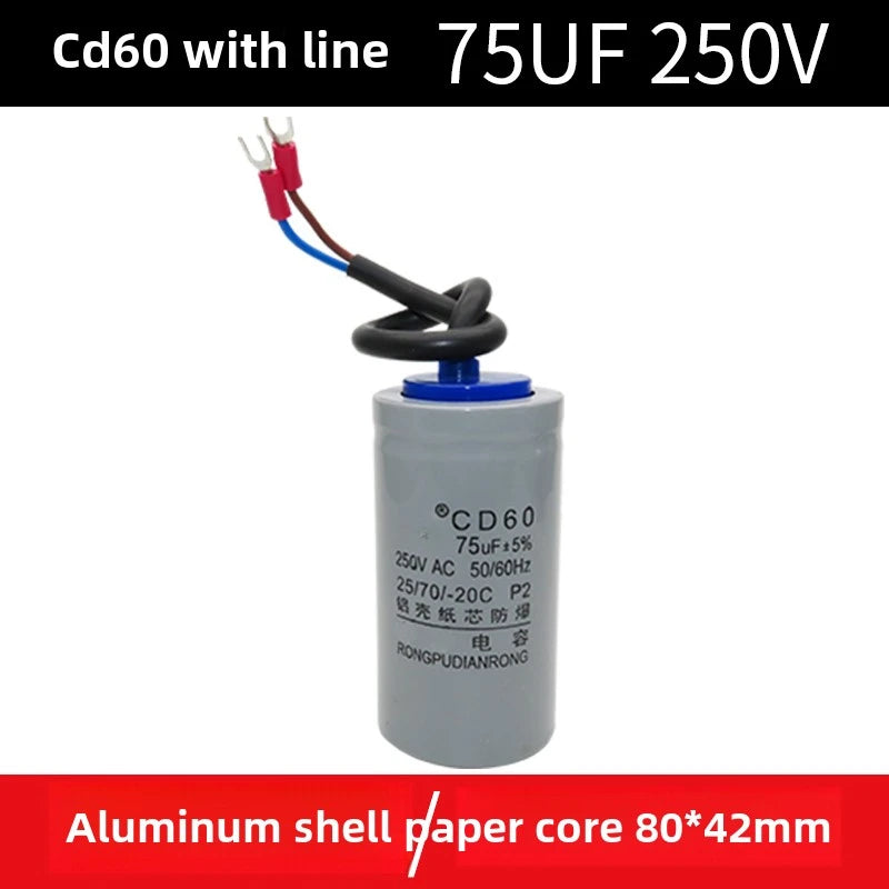 CD60 Motor Water Pump Starting Capacitor 250V 450V AC 50UF 75UF 100UF 150UF 200UF 250UF 300UF 350UF 400UF 500UF 600UF 800UF