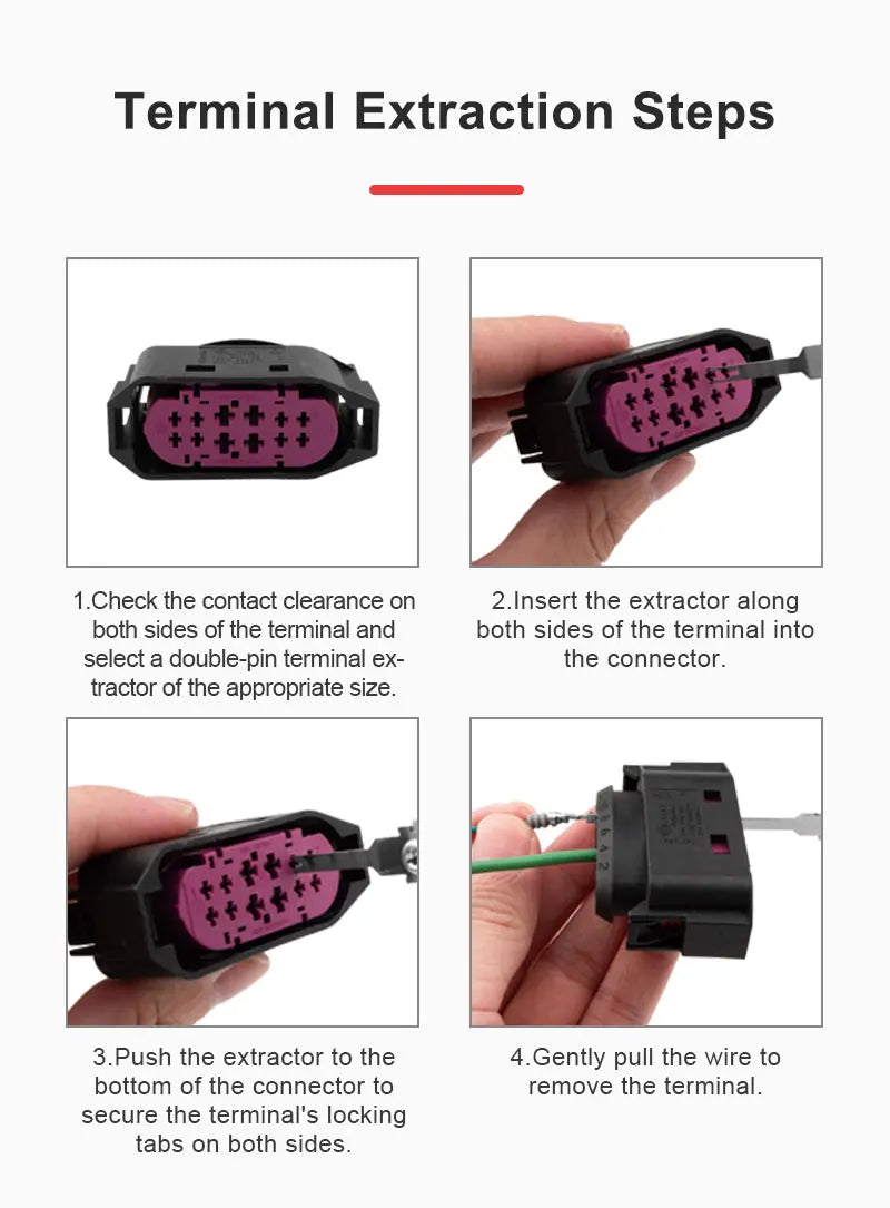 JRready JRconDRK Series Terminal Extraction Tool For Molex MX150L, MX150 motor terminal blocks and TE AMP, CPC series connectors