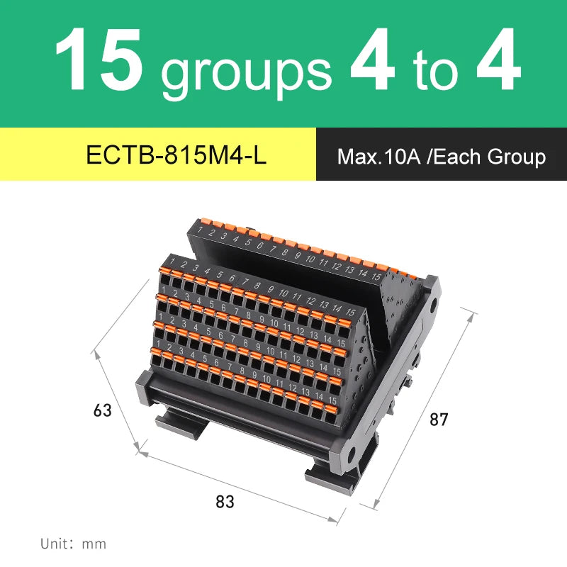 ENMG ECTB Terminal Block 10A 24-Point 42-Point 48-Point 84-Point PLC Signal Transfer Junction Rail Mount Power Distribution Box.