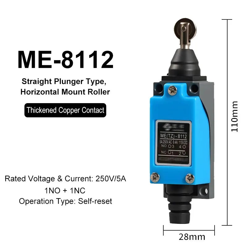 ME-8108 ME-8104 ME-8107 ME-8111 ME-8112 ME-8166-8169 Limit Switch Rotary Adjustable Roller Lever Arm Travel Switch AC250V NO NC