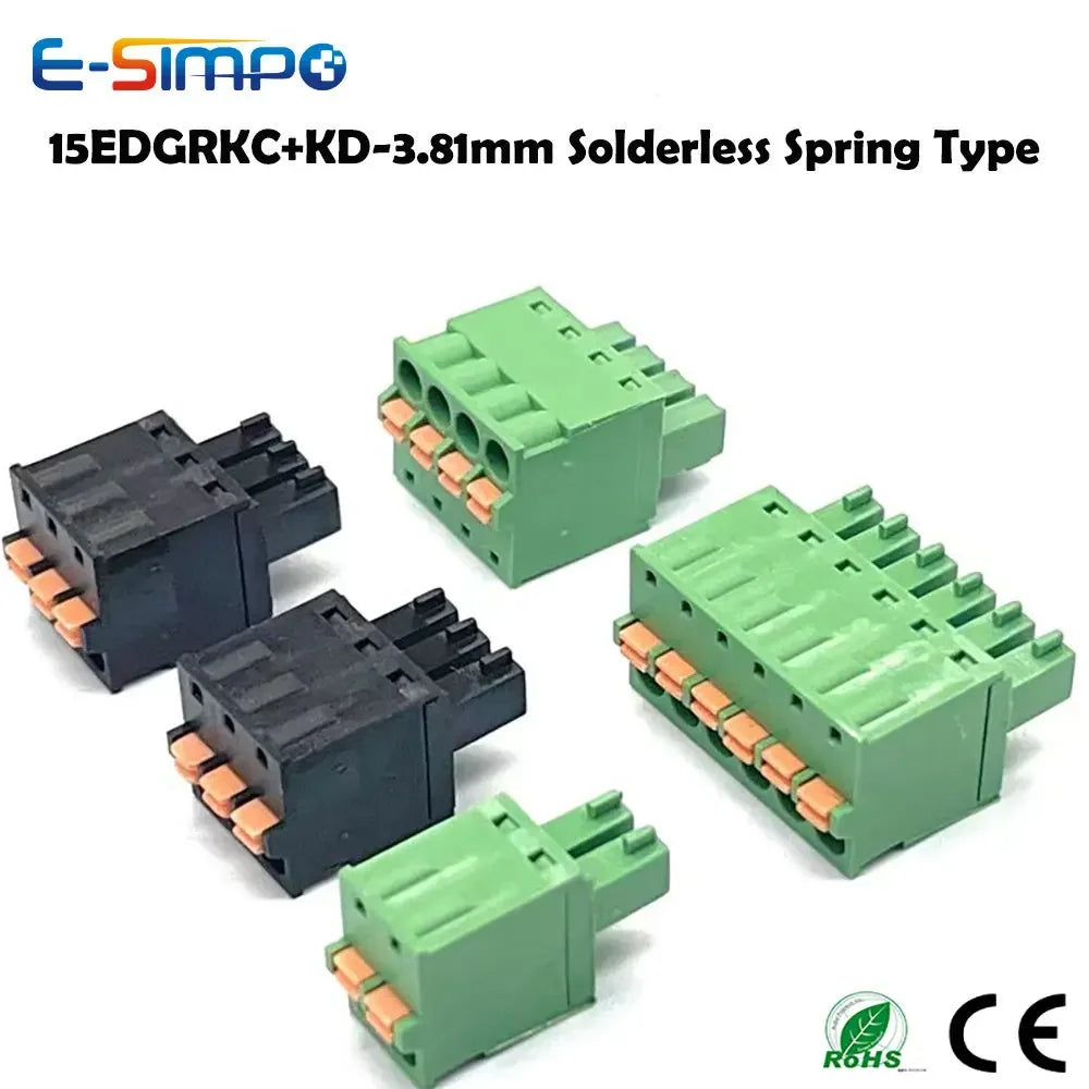 10pcs/5Pairs Docking Female Male Lock Fix Butt Joint 2EDGKD 15EDGRKC-3.81/5.08mm 2-16P Plug Spring Screw Wire Terminal Block