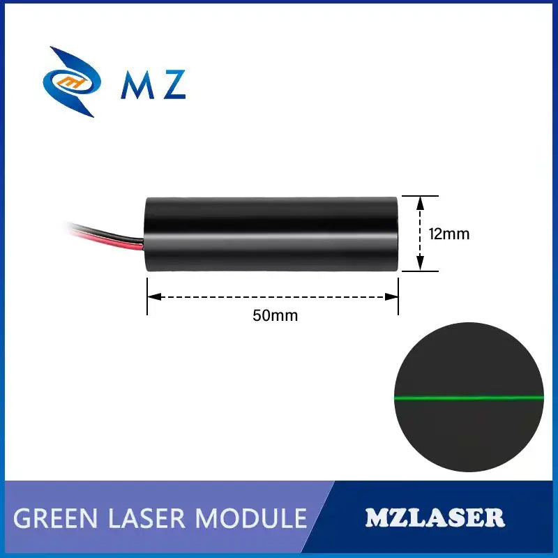 Economical Compact Green Line Laser Diode Module 520nm D12mm 5mW 3V 5V 12V 24V Industrial Grade for Woodworking Machinery