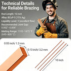 10pcs Copper Pipe Solder 2% Silver Brazing Rod Silver Soldering Rods Low Temperature Alloy Flat Welding Rod For Airs Conditioner