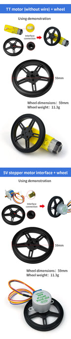 4 PCS 5908 Silicone Tire Wheel Compatible Robot Smart Car N20 TT Motor With 360-degree SG90 MG996R Servo For Arduino Project