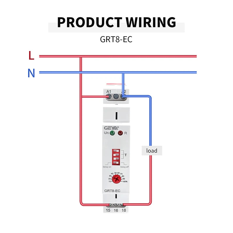GEYA GRT8-EC 10A Dual Function Timer Relay on Delay or off Delay Relay AC220V AC380V ACDC24V-240V Time Relay CE CB ROHS