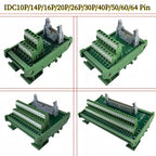 IDC10P/14P/16P/20P/26P/30P/40P/50P/60P/64Pin DC-2 To Terminal Block Breakout Board Adapter PLC Relay Terminals DIN Rail Mounting