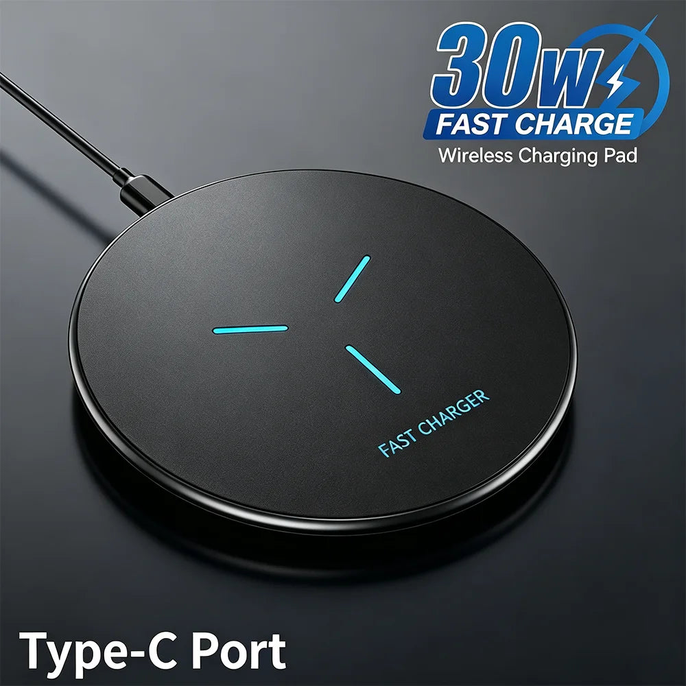 Wireless Charger Pad Induction Fast Wireless Charging Station For iPhone 17 16 15 14 13 12 Pro Max Samsung Xiaomi Oppo Huawei