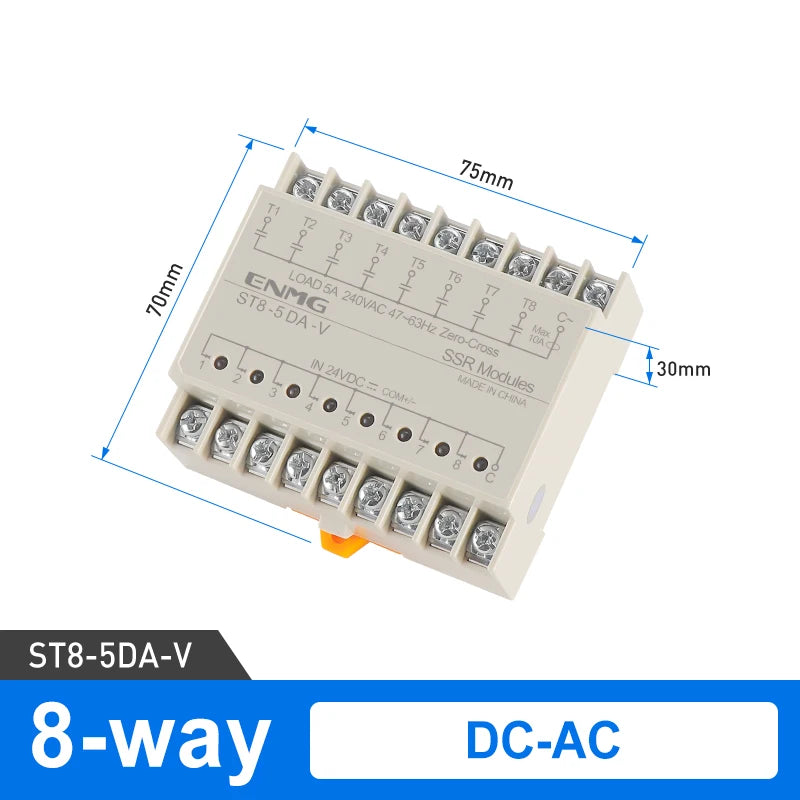 Optically Isolated Multi-Circuit Solid State Relay Module 24V DC Control DC DIN-Rail Module 220V AC PLC Output Amplifier Control